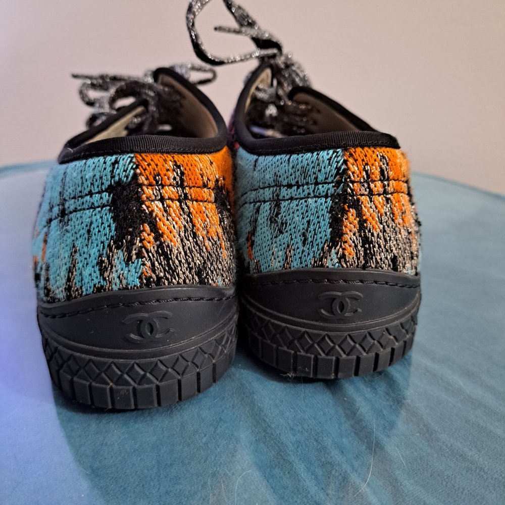 CHANEL Multicolor Tweed Low Top Sneakers Size 40 - Picture 3 of 6